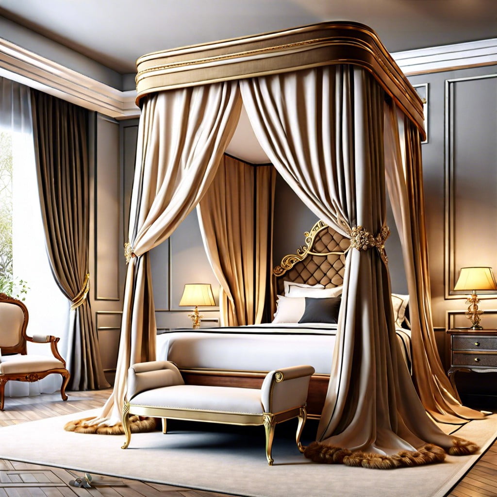 canopy bed with silk curtains