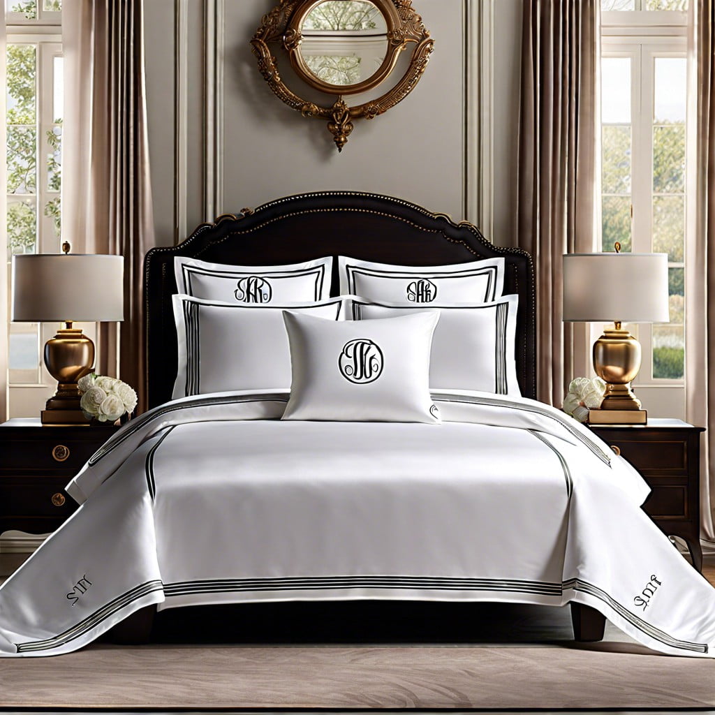 silk sheets with personalized monogramming