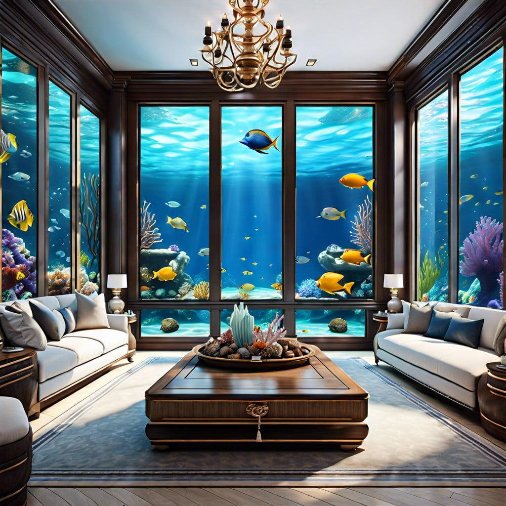 underwater entertainment space with a view of marine life